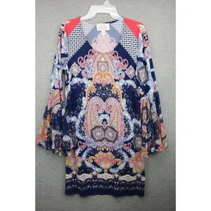 Ivy Lane Belled Sleeves Dress Paisley Boho-Size Medium-Hippy